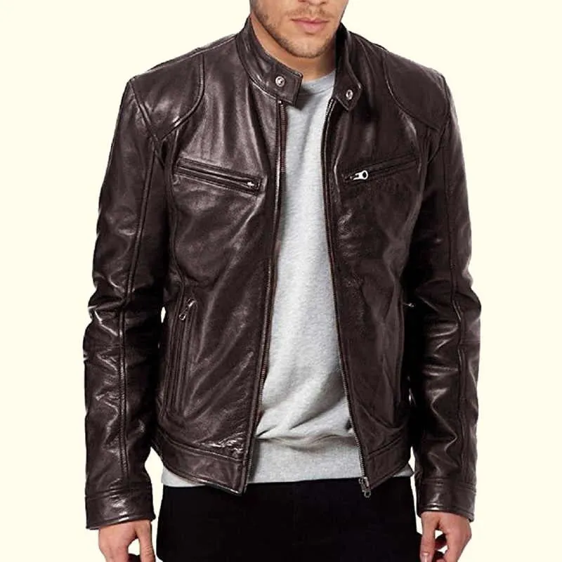 Brown Moto Leather Jacket