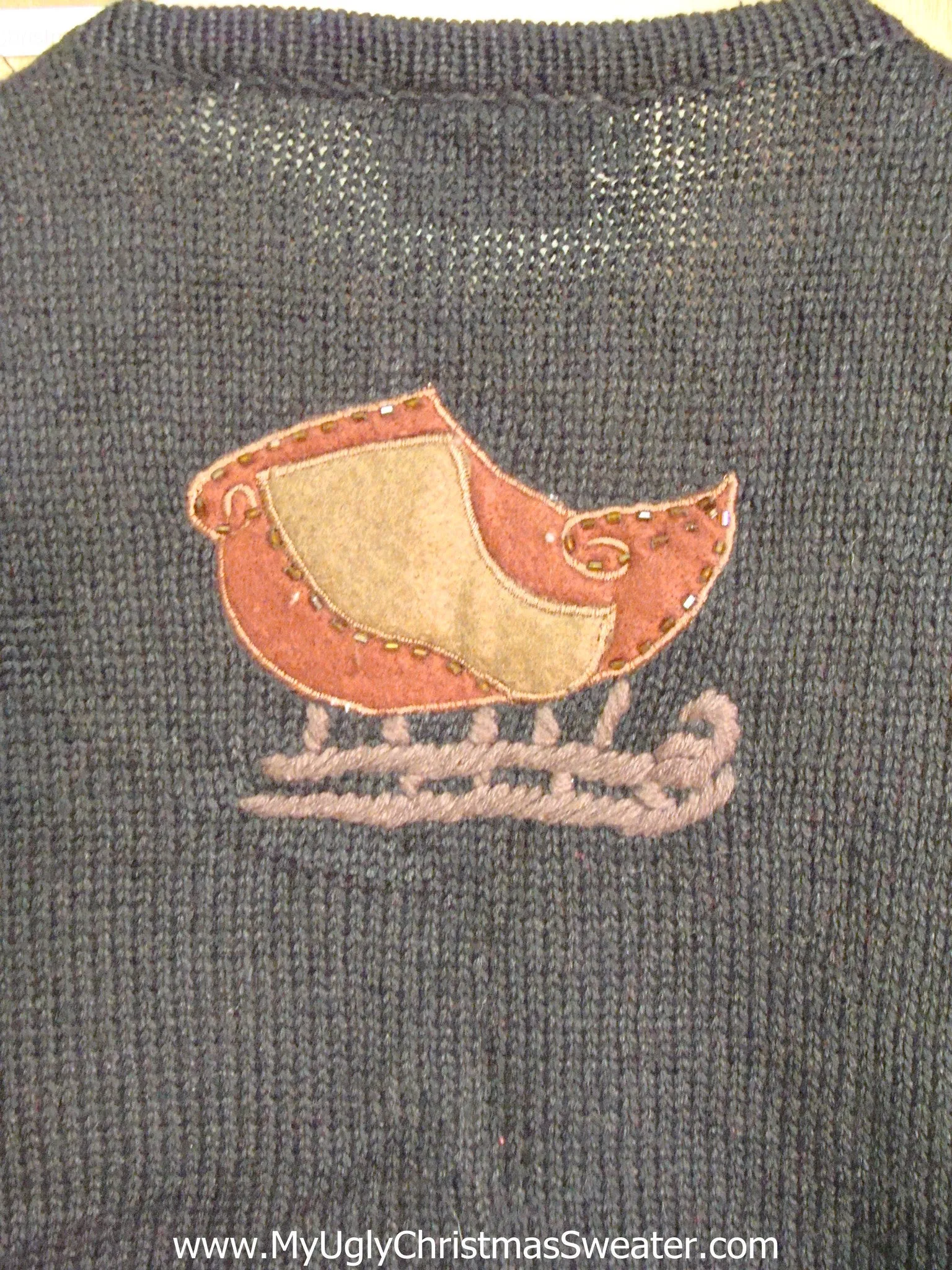 Holiday Sweater Vest with Horse and Sleigh in Winter