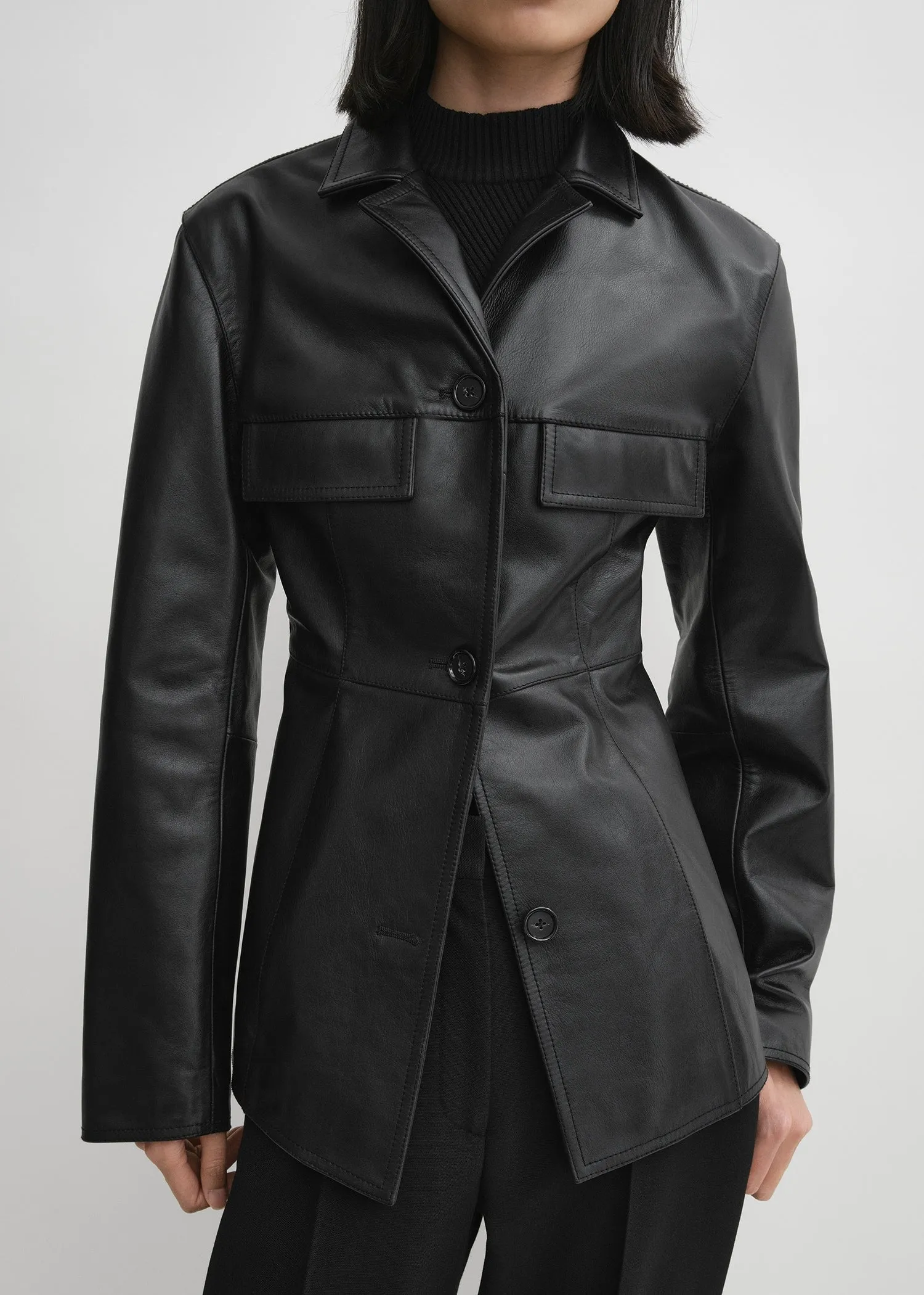 Hourglass leather jacket black