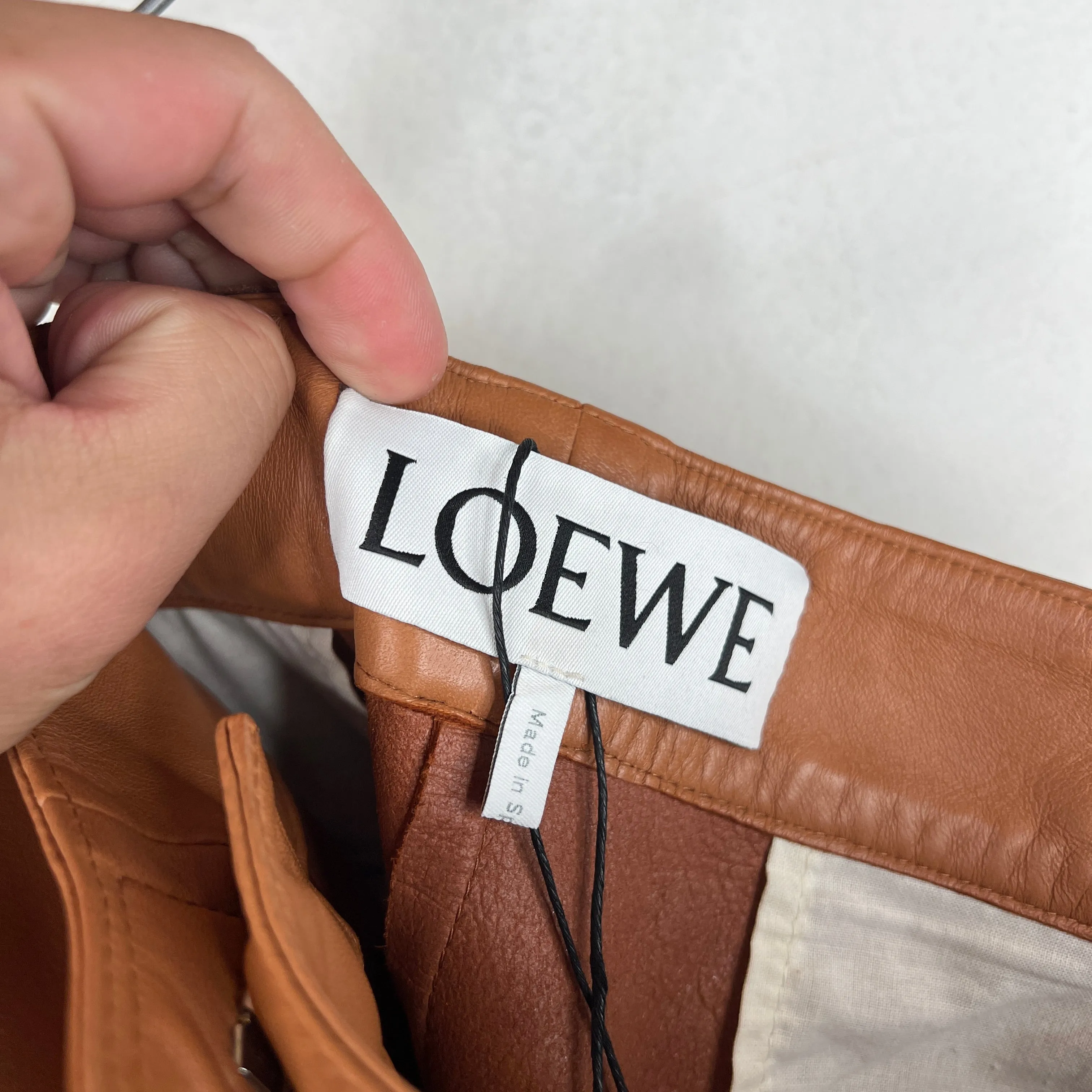 Loewe Tan Leather Pants