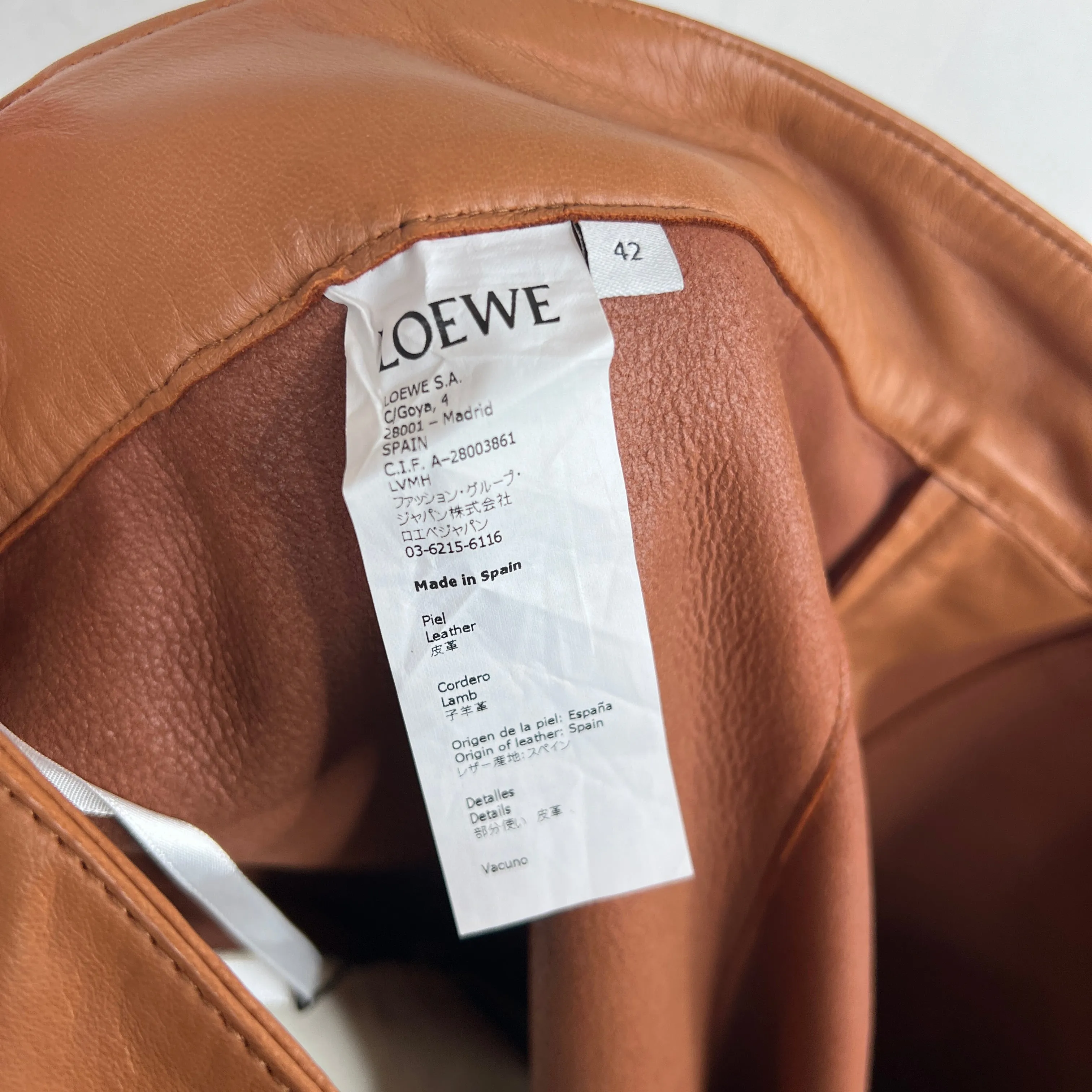 Loewe Tan Leather Pants