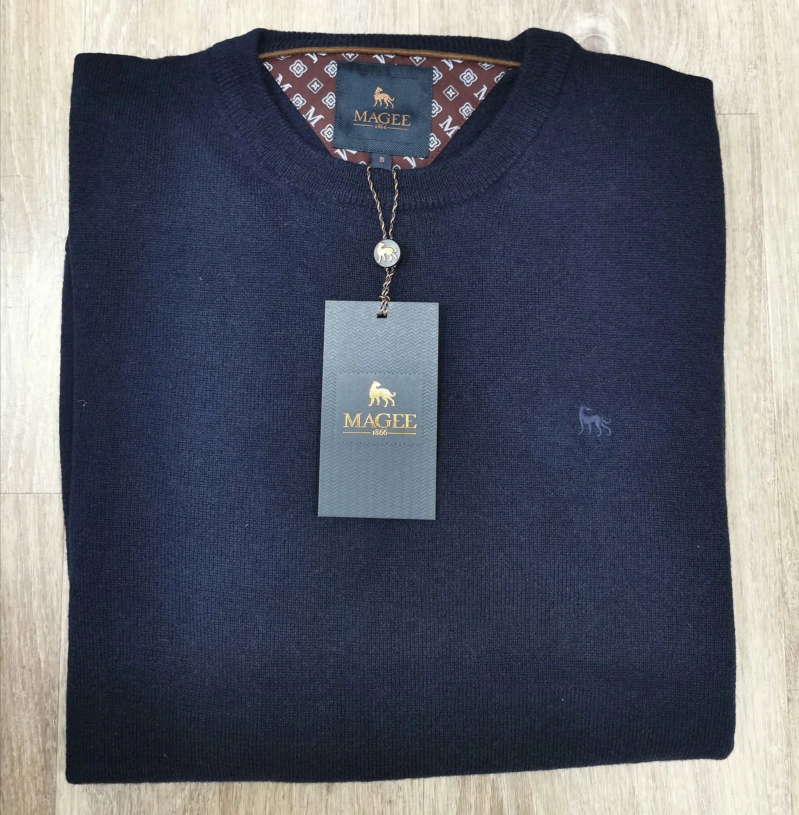 Magee - Lunnaigh, Lambswool Crew Knit, Navy