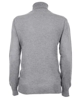 NEW FALL 24 - Women's Pure Cashmere Turtleneck Sweater Melange Gray
