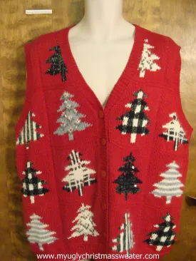 Plaid Trees Ugly Christmas Sweater Vest