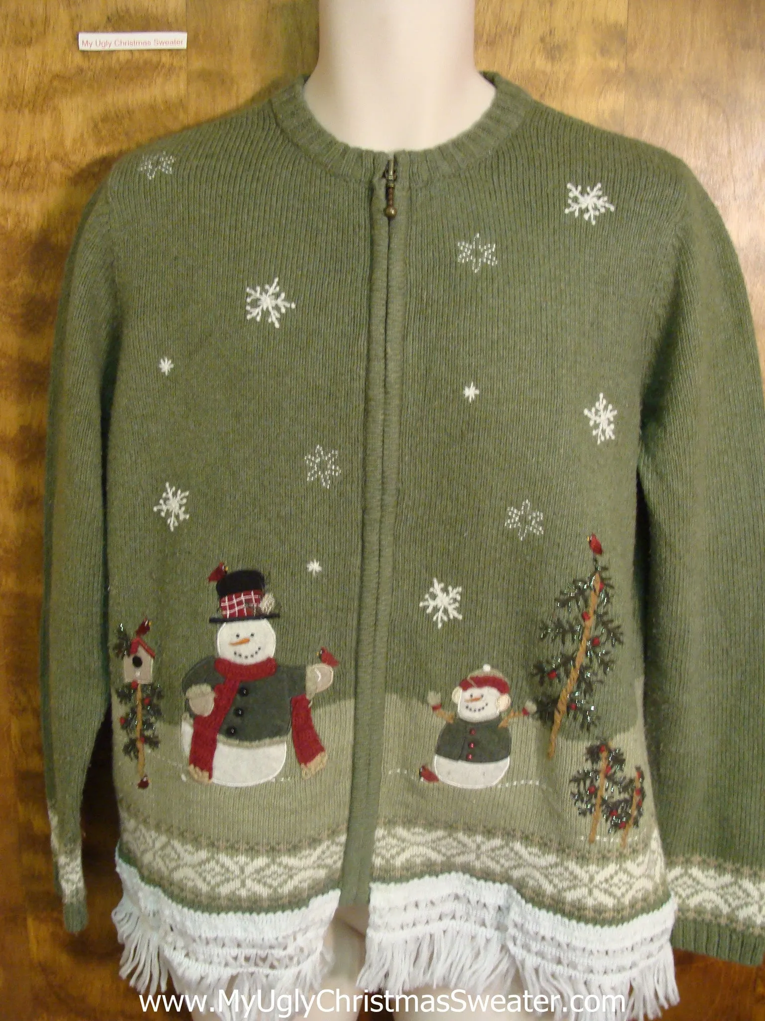 Snowman Dad and Son Playing Tacky Xmas Sweater