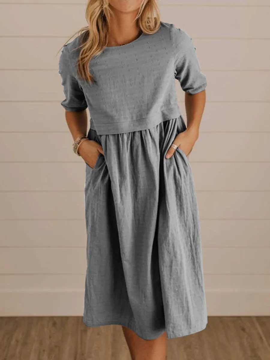 Solid Color Casual Solid Color Pocket Dress