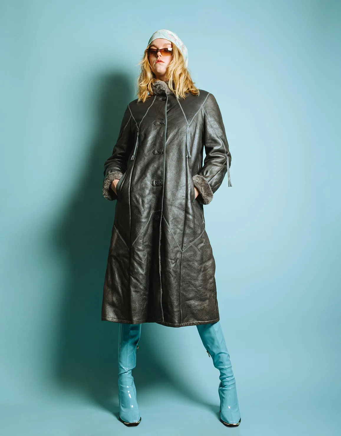 Vintage leather Kestila coat with fur details