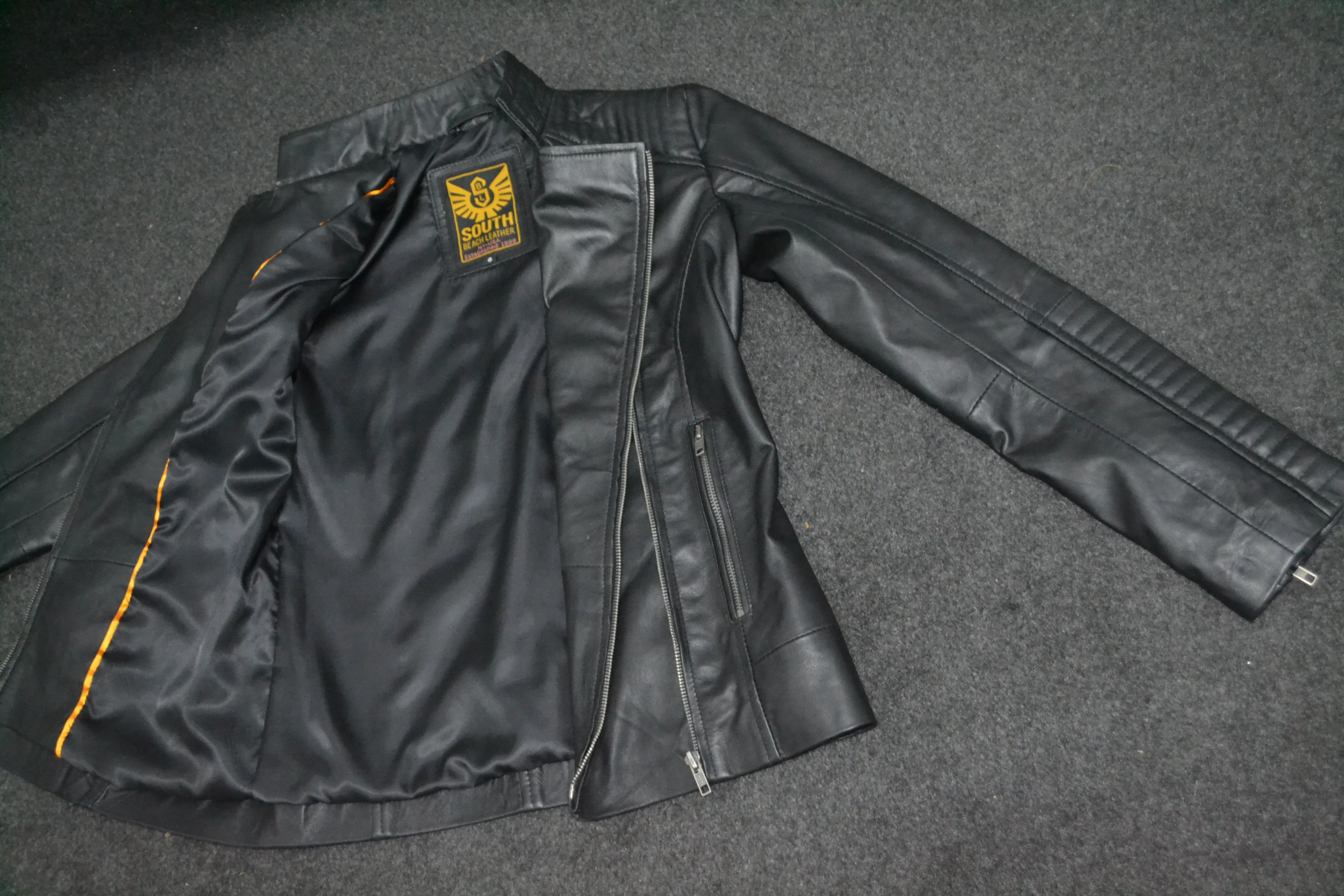 Women's Padded Slim Fit Racer Black Leather Jacket