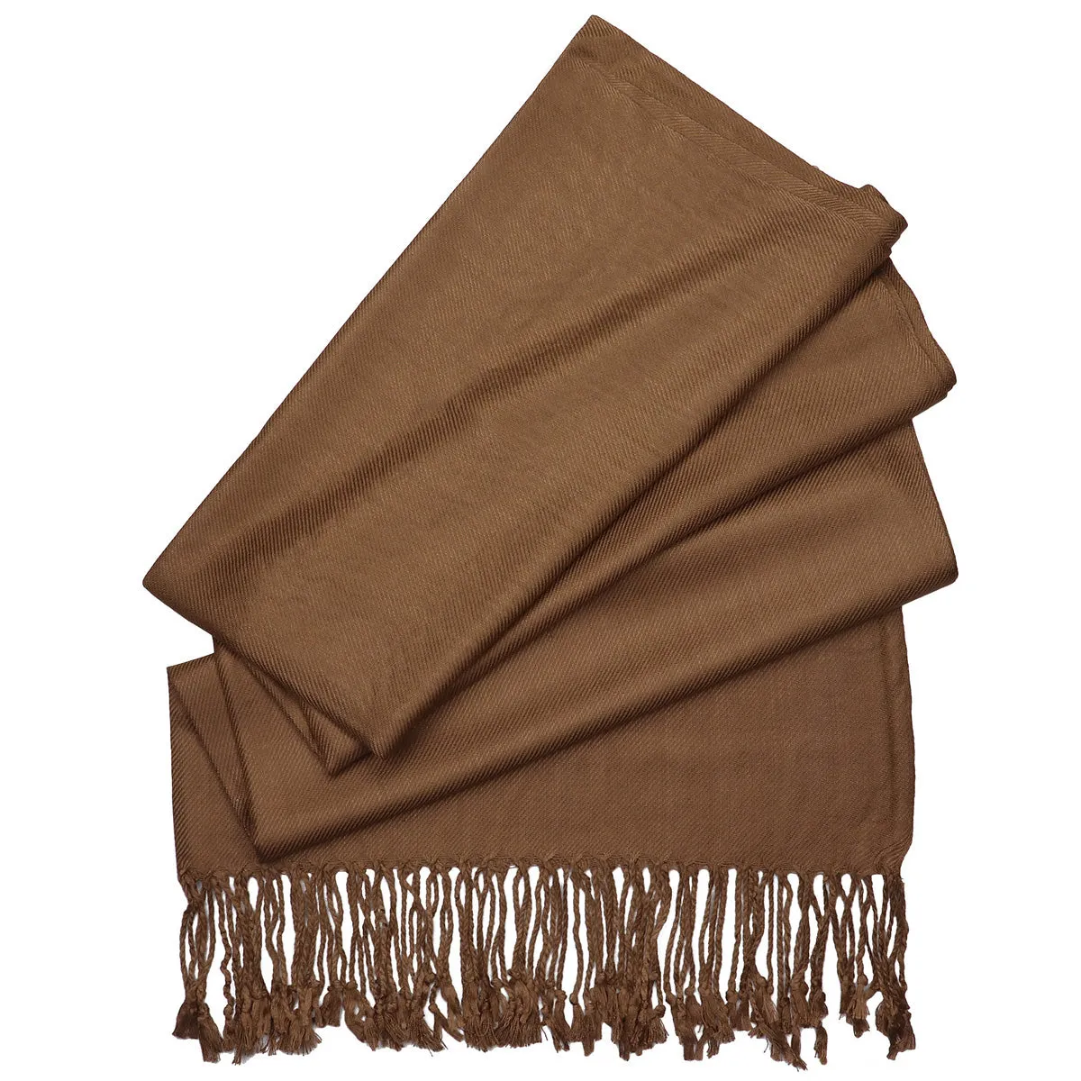 Women's Soft Solid Color Pashmina Shawl Wrap Scarf - Light Brown