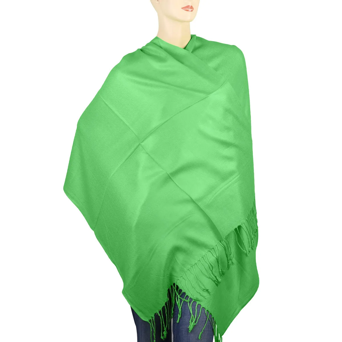 Women's Soft Solid Color Pashmina Shawl Wrap Scarf - Spring Apple Green